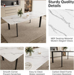 HIPIHOM Extendable Dining Table Set for 6-8 People, 63 to 78.7 Inch MDF Kitchen Table with 8 Faux Leather Dining Chairs, Space-Saving for Dining Room, Breakfast Nook (White Table & 8 White Chairs)