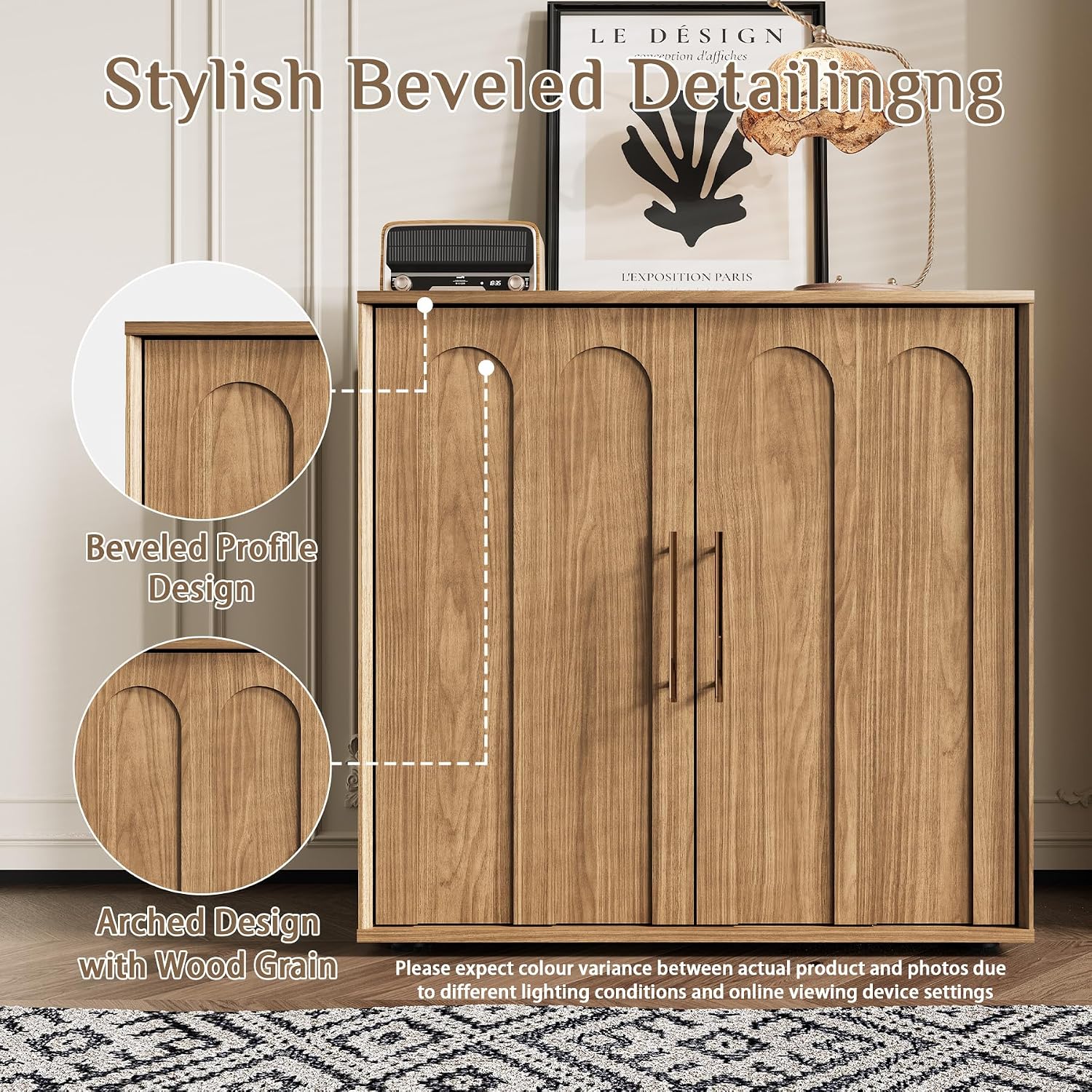 Rophefx Sideboard Buffet Cabinet with Storage, 94.5" Sideboard Accent Cabinet with Adjustable Shelves, Modular Media Console, Credenza for Living Room Kitchen Dining Room Entryway (Oak)
