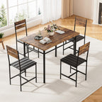 Dining Table Set for 4, Kitchen Table and Chairs for 4, Kitchen Table with 4 PU Leather Upholstered Dining Room Chairs for Kitchen Room and Small Spaces, Rustic Brown