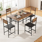 Kitchen Table Chairs Set of 4, 5-Piece Modern Dining Table Set | Kitchen Table and Chairs for Small Space with Upholstered Padded Chairs, Apartment, Rustic Brown