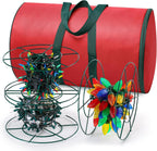 Christmas Light Storage Reels - 3 Metal Spools & Durable Oxford Bag for Holiday Cord Wire Organization