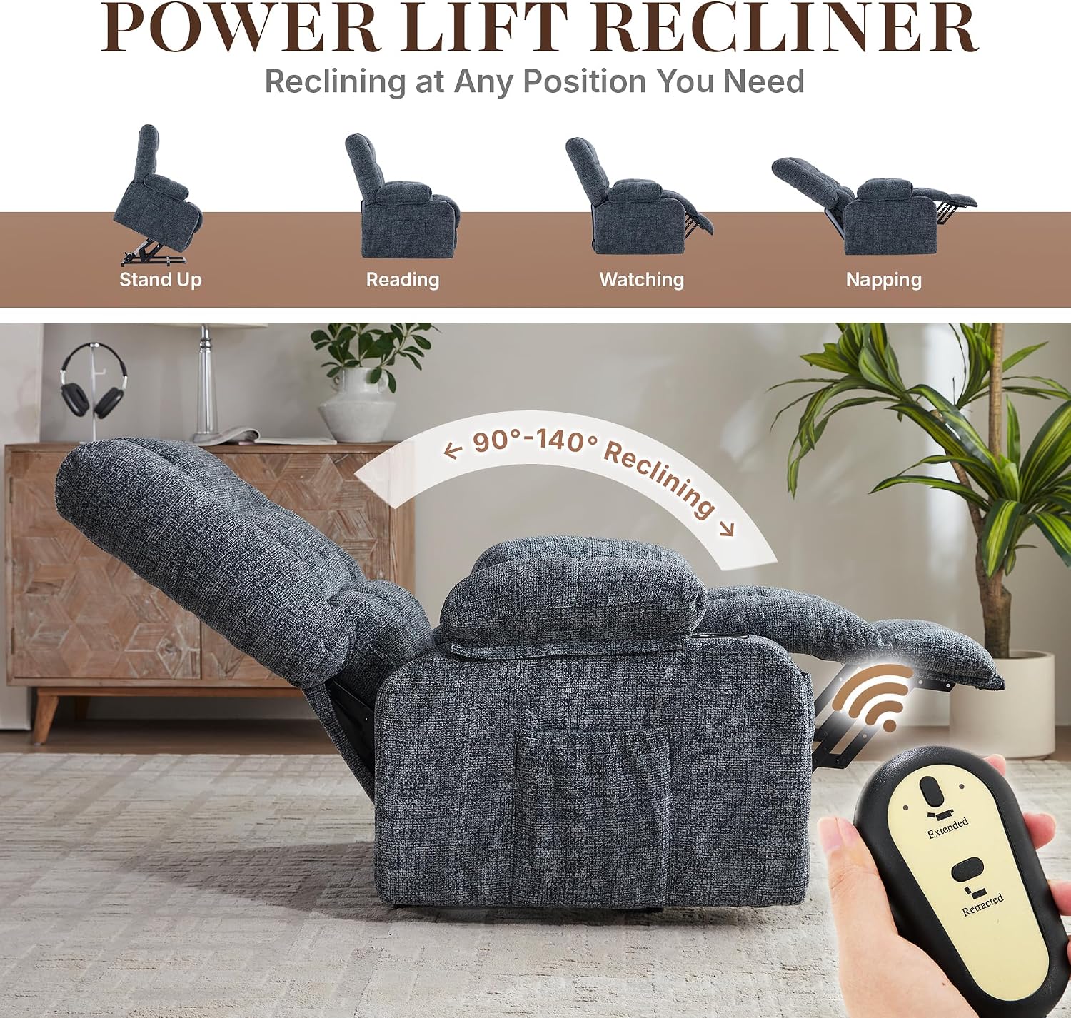 Massage Rocking Recliner Chair, Ergonomic Recliners Sofa with Vibration Massage & Heat, Rocking Chair Nursery Reclining Sofa with 2 Cup Holders, Side Pockets for Living Room Bedroom