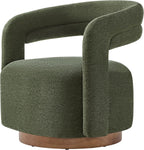 KISLOT, Swivel Accent Chair, Modern Arm Chair with Wooden Base, Green | Upholstered Barrel Chair with Open Back Design, Living Room Bedroom Reading Waitingroom