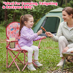 SUNNYFEEL Kids Folding Camping Chair for Ages 4-8 Boys and Girls, Pink | Dual-lock safety prevents collapse, 125 lbs capacity, 3.5 lbs Lightweight with Carry Bag & Cup Holder for Beach, Camping
