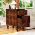 Narrow End Table with Charging Station，Modern Sofa Side Table with 2 Drawers，Narrow Side Tables with Storage Cabinet, Wood Slim Nightstand, End Tables for Living Room, Bedroom
