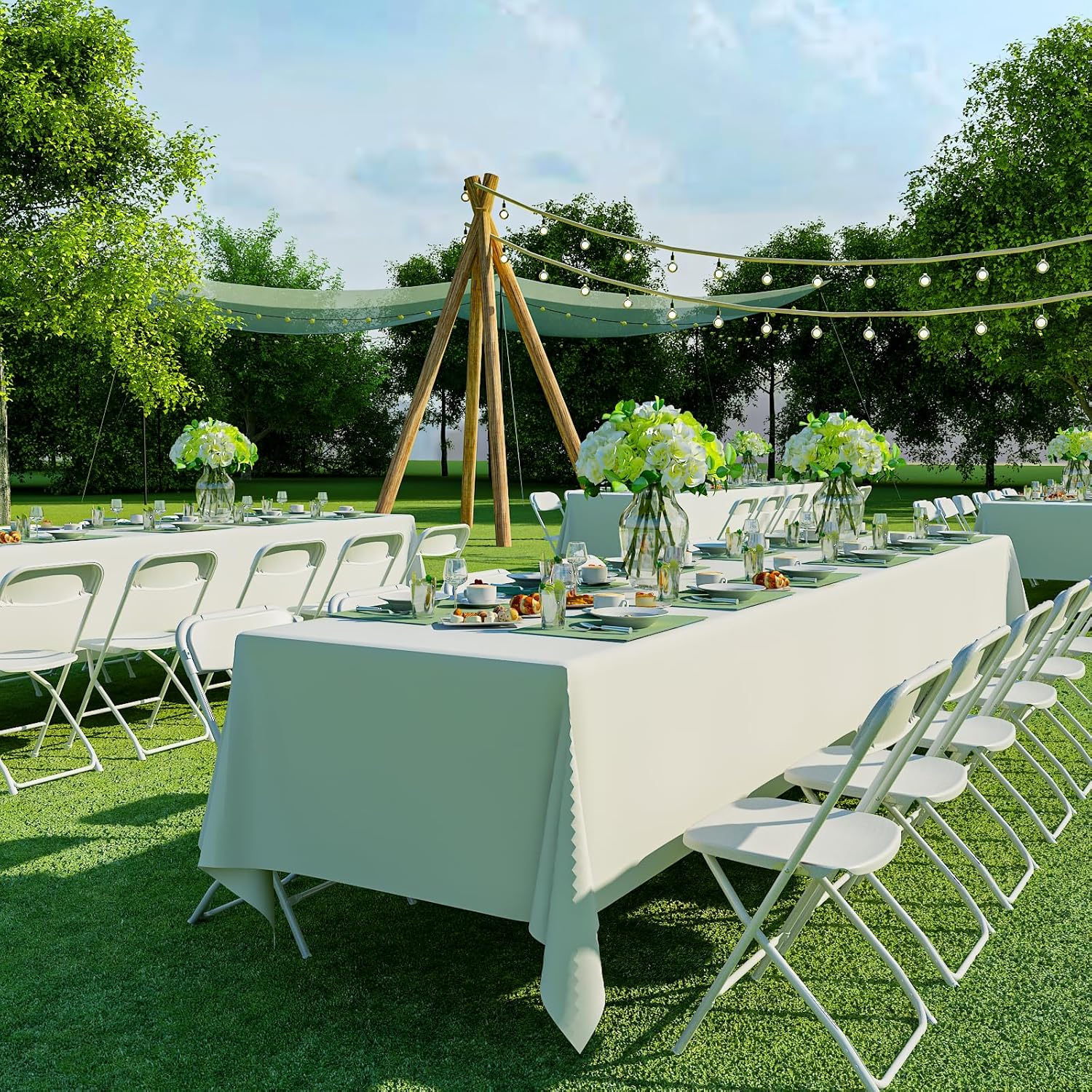 6 Pack White Folding Chairs, Portable Party Chairs, Plastic Folding Chair, Stackable Commercial Seats with Steel Frame for Office Wedding Party Patio Dinning Events, 350lbs Capacity