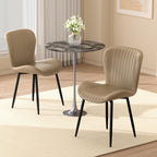 Dining Chairs Set of 2, Modern Upholstered Pu Leather Kitchen Side Chairs Dining Room Chairs Comfy Backrest, Brown