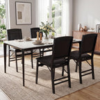GOFLAME Folding Dining Chairs Set of 4, Faux Leather Upholstered Kitchen Chairs with Padded Seat and Backrest, Solid Wood Foldable Chairs for Living Room, Dining Room, Restaurant, Black