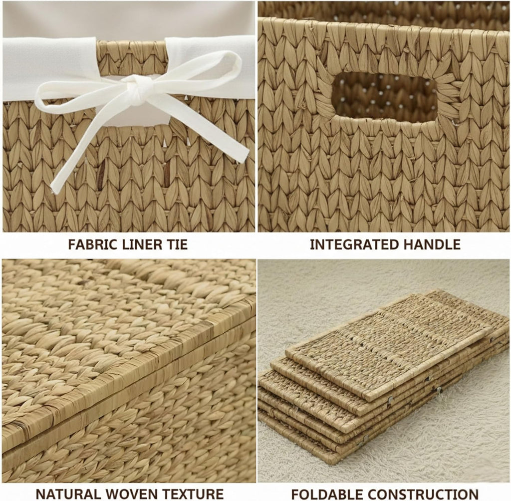 30" Wicker Storage Trunk,Handwoven Trunk Organizer, Metal Hinges at Lid and Frame,Wicker Toy Chest with Removable Liner,Large Blanket Storage (Natura)