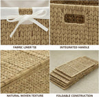 30" Wicker Storage Trunk,Handwoven Trunk Organizer, Metal Hinges at Lid and Frame,Wicker Toy Chest with Removable Liner,Large Blanket Storage (Natura)