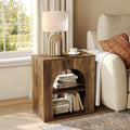 LITTLE TREE 3-Tier End Table, Small Wooden Side Table with Open Storage Shelf for Living Room, Rustic Narrow Night Stand, Bedside Table for Bedroom, Small Space, Easy Assembly