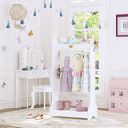 UTEX Kids Dress Up Storage, Kids' Costume Organizer Center, Open Hanging Armoire Closet, Kids Armoire with Rack for Toddler 3 Age+, White