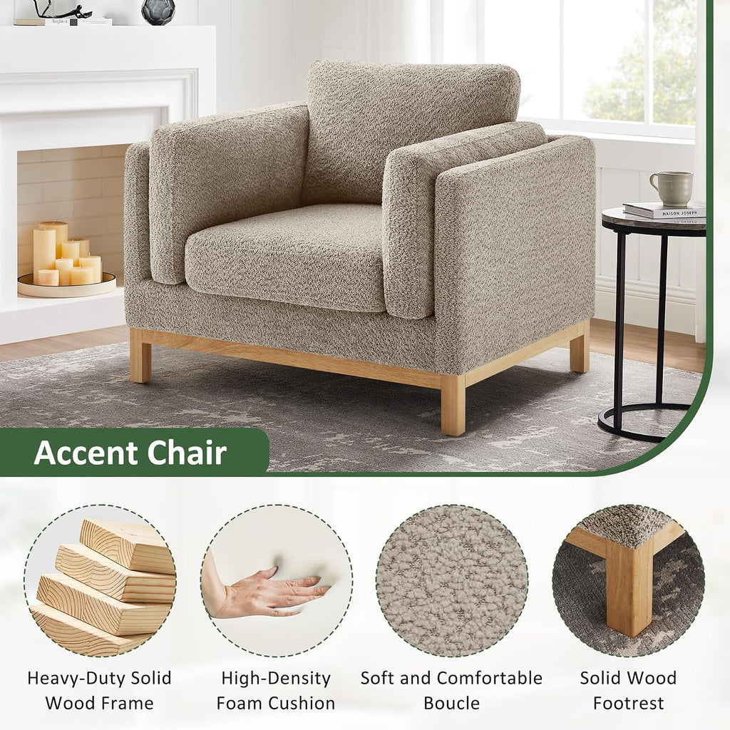 VANOMi 41.34" Oversized Accent Chair Set of 2, Chenille Armchair Living Room Chairs with Solid Wooden Legs Wide Armrest Pads, Reading Chair for Bedrooms, Apartments, Offices（Camel）