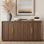 FORTUNETEC Sideboard Buffet Cabinet with Storage, Mid Century Modern Accent Cabinet with Arched Doors, Modular Media Console, Minimalist Credenza for Living Room Kitchen Dining Room Entryway, Walnut