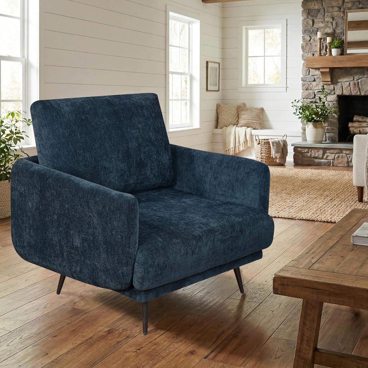 Oversized Accent Chair for Living Room Chairs Reading Arm Chair Comfy Modern Single Sofa Side Chairs with Metal Legs & Soft Cushion for Bedroom, Waiting Room