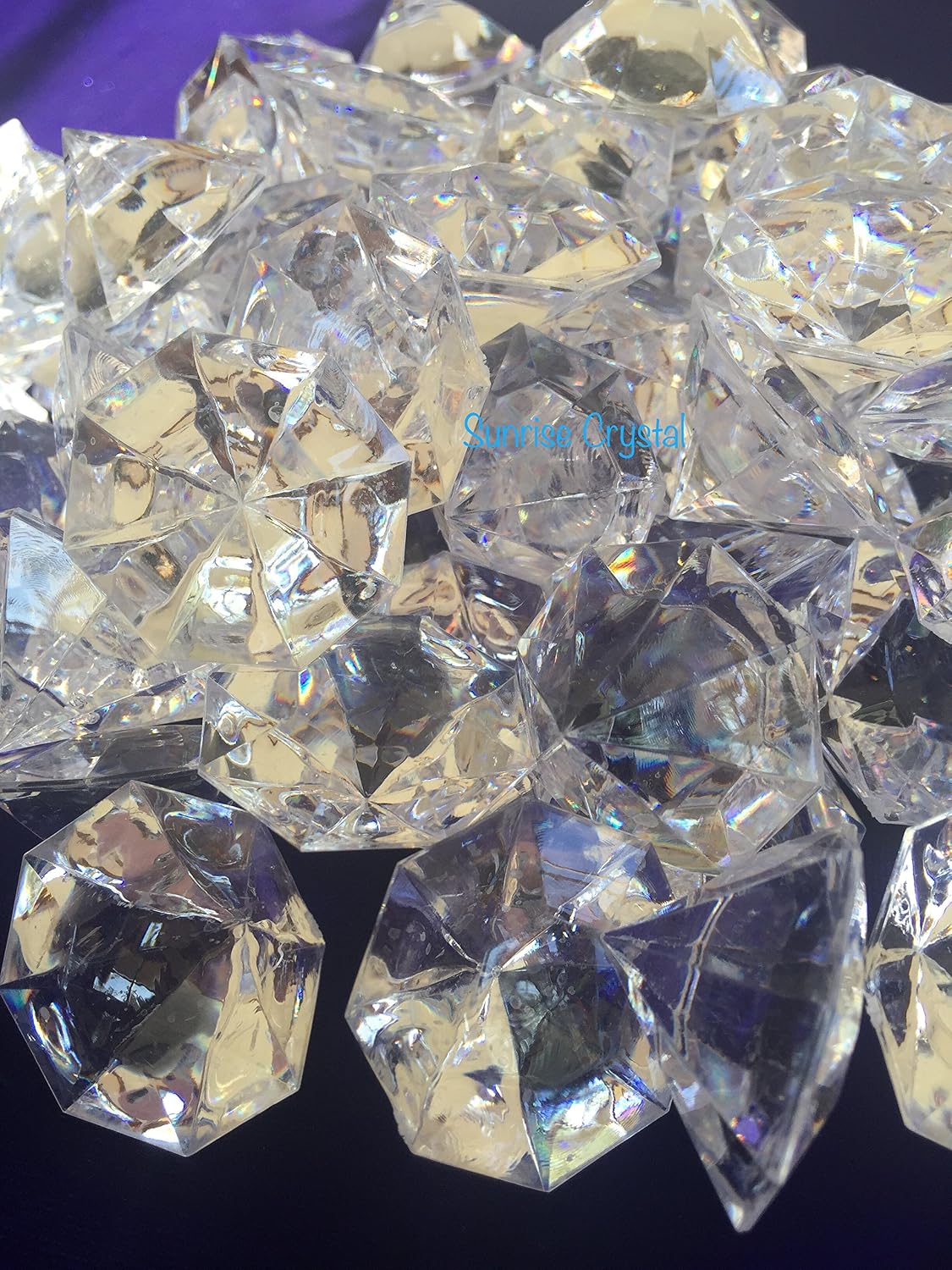 120 Pieces 1" x 1-3/8" (22 mm x 35 mm) Crystal Clear Acrylic Diamond Jewels for Party Decoration, Event, Wedding, Vase Fillers by Sunrise Crystal