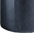 Studio Living® 19” Wentworth Ottoman Round Faux Leather Bench, Stationary Ottomans, Backless Chair, Footrest for Living Room, Footstool Office, Bedroom, Padded Seat, Navy Blue