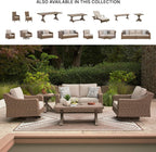 Signature Design by Ashley Carmel Bay Casual Weather and UV Resistant Outdoor Swivel Lounge with Cushion, Light Brown & Beige
