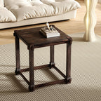 Vintage Aged Solid Wood Side Table Mortise and Tenon Construction Wear-Resistant Top Sturdy Legs Accent Table for Living Room Bedroom 20"×22"×22"