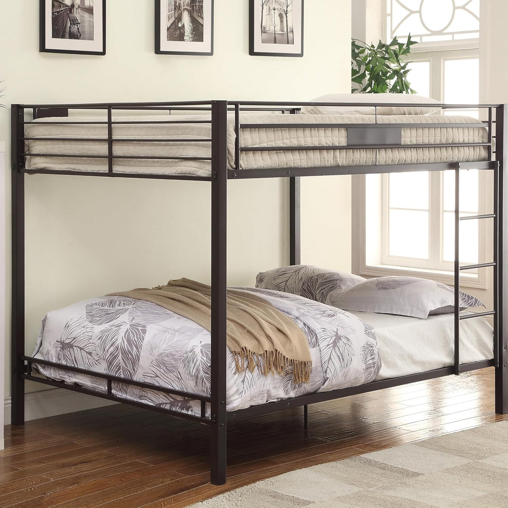 Sandy Black Double Queen Bunk Bed with Built in Ladder