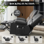 Oversized Recliner Chairs for Adults, 270° Swivel Rocker Recliner with Heat and Massage Lazy Boy Recliner, Recliner Chairs Single Sofa Seat with Cup Holders (Black, Electric)