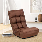 KOMFOTT Folding Floor Chair for Adults, Floor Gaming Chair with 5-Position Adjustable Headrest & 4-Position Adjustable Backrest, Side Pocket, Floor Seating Lazy Sofa for Reading, Meditating, Brown