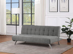 OSP Home Furnishings Sawyer Convertible Futon Sofa with Easy Lift and Stainless Steel Legs, Grey Fabric