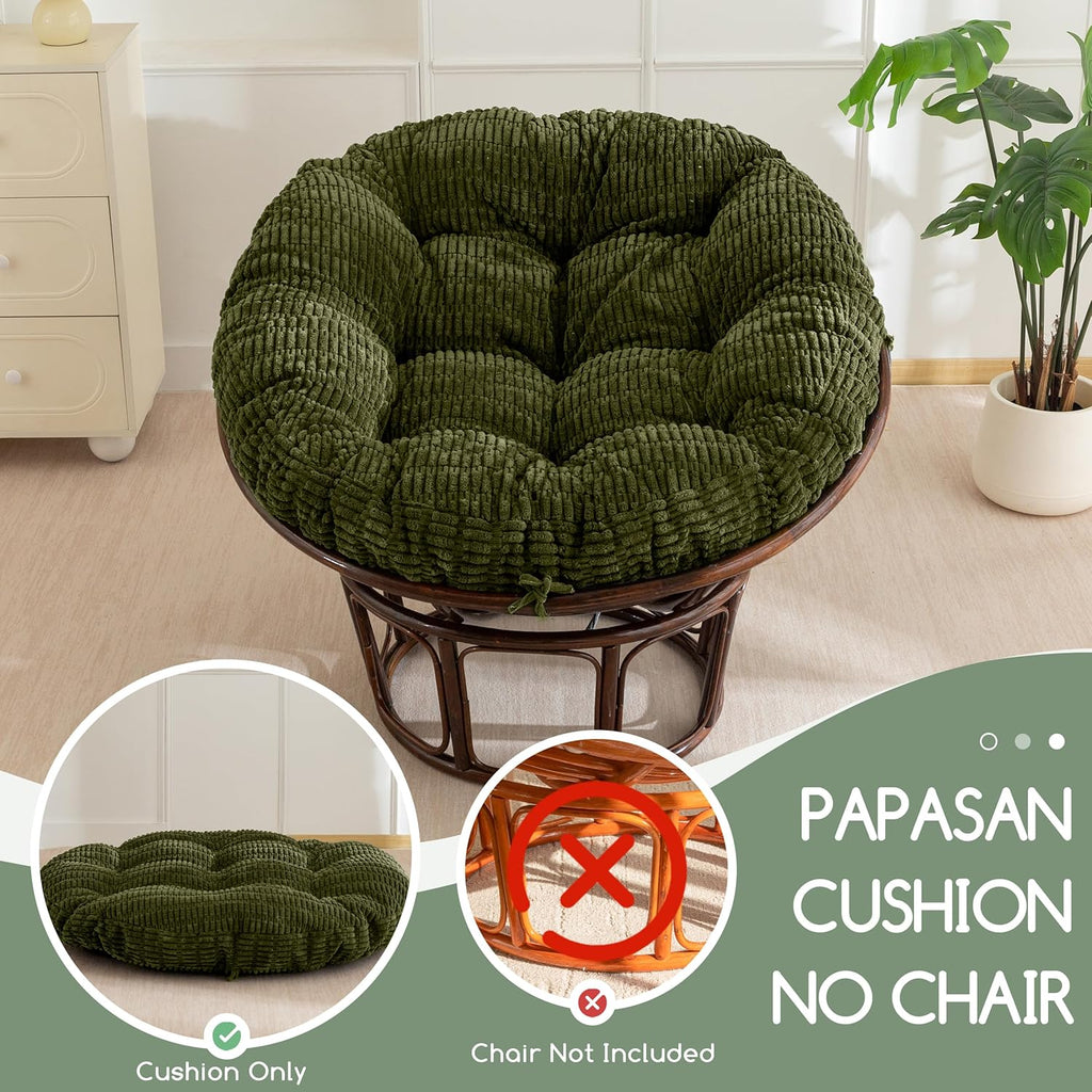 HIGOGOGO Papasan Chair Cushion with Thick Corduroy Cover (Without Chair), Supportive Cushion, Caput Mortuum, 48 x 48 Inch
