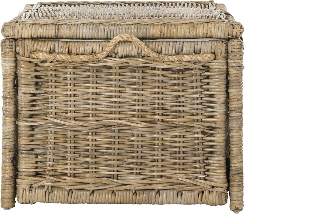happimess HPM9001C Caden 30" Wicker Storage Trunk, Collapsible for flat storage, Rattan-Kubusoft Gray, Coastal for Office, Dorm Room-LivingRoom, Bedroom, Dining Room, Natural