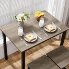 Yaheetech 3 Piece Dining Table Set - Kitchen Table & Chair Sets for 2 - Compact Table w/ 2 Stools & Space Saving Design for Dining Room Living Room Kitchen, Gray