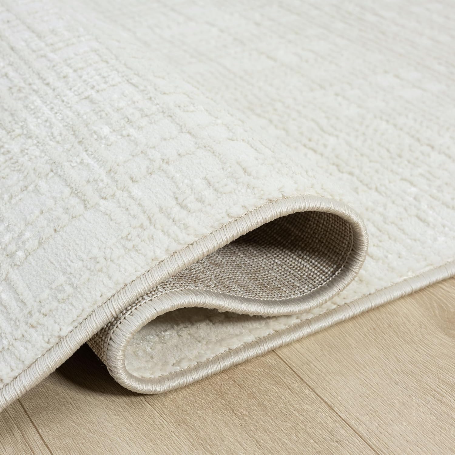 Abani Cream Area Rug - 6' x 9' - Living Room & Bedroom - Textured Weave Design - Indoor Use - Easy to Clean, Stain Resistant, Non-Shedding - Neutral Collection