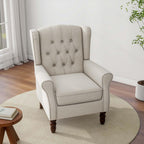Accent Chair, Upholstered Armchair with Button Tufted High Back & Solid Wood Legs, Comfy Wingback Reading Single Sofa Chair for Small Spaces, Living Room, Bedroom