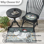 Park Designs My Little White Hen Hooked Chair Pad, Woven Farmhouse Style Seat Cover, Garden Farm Animal Print Seat Accessory