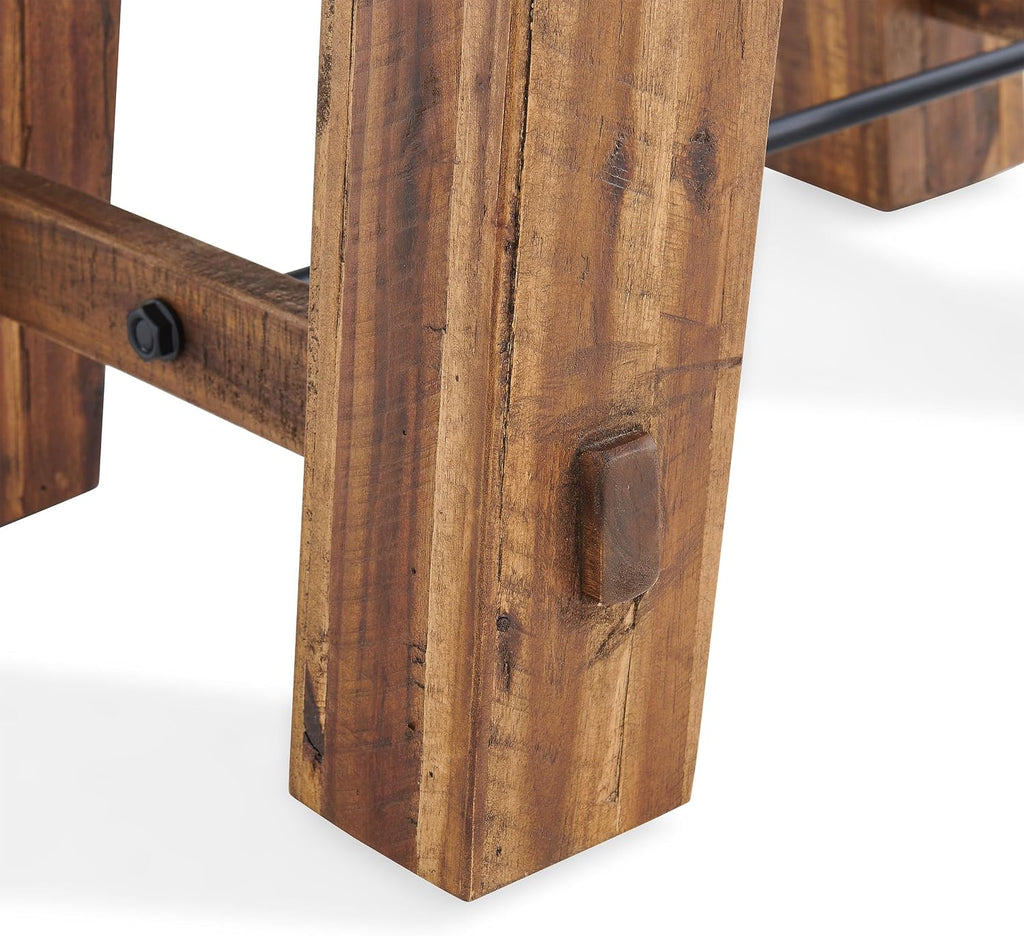Alaterre Furniture Durango 27-Inch Solid Wood Side Table – Set of 2 Heavy-Duty Industrial End Tables with 100lb Capacity for Living Room, Bedroom, or Office (Natural Grain Lacquer Finish)