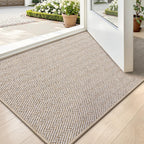 LUMI Ultra Thin Indoor Door Mat for Entrance 24"x36", Non Slip Entryway Mat, Low Profile Doormat, Unique Herringbone Design Carpet for Inside, Patio, Porch, Beige