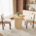 AVZEAR 31.5" Round Dining Table for 2 People, Small Kitchen Dinner Table with Fluted Wood Base, Farmhouse Circle Dining Tables for Home, Kitchen, Dining Room, Living Room (Nature)