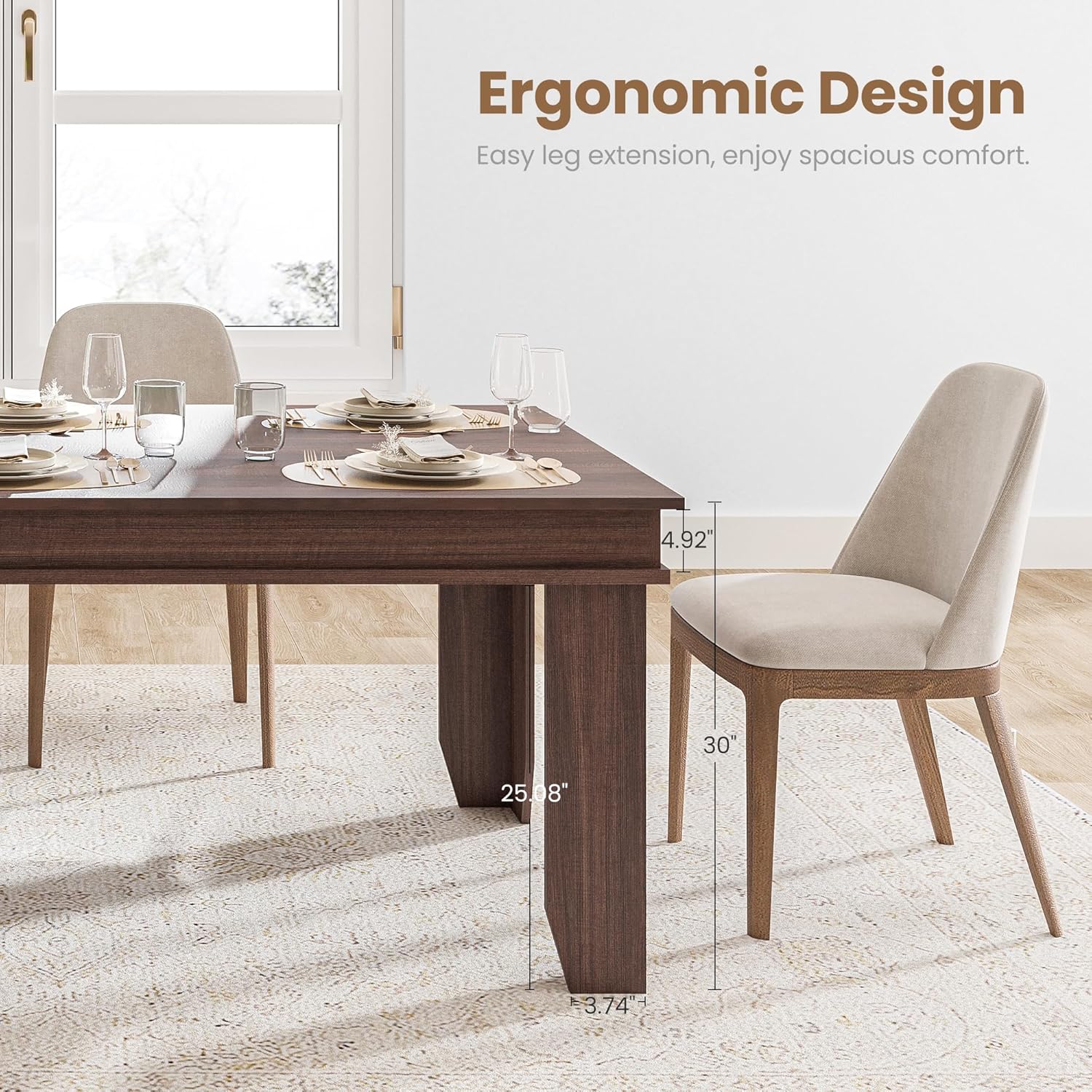 GarveeHome Farmhouse Dining Table for 6-8 People, 71 in Long Kitchen Tables with Wooden Sturdy Frame, 6 ft Large Rectangular Dinner Table for Dining Room, Kitchen (Brown, 71" Non-extendable)