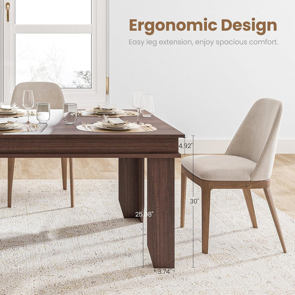 GarveeHome Farmhouse Dining Table for 6-8 People, 71 in Long Kitchen Tables with Wooden Sturdy Frame, 6 ft Large Rectangular Dinner Table for Dining Room, Kitchen (Brown, 71" Non-extendable)