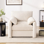Howjoe Chenille Oversized Armchair, 38.6" Wide Accent Chairs for Living Room & Bedroom Modern Lounge Chair, Upholstered Mid-Century Reading Chair, Comfy Living Room Chair, Single Sofa Chair, Beige