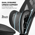 Office Chair with 3D Adjustable Lumbar Support,Ergonomic Computer Chair,Adjustable Headrest and Armrests, 400lbs Capacity,Tilt-Swivel,Premium Mesh Desk Chair for Office,Home & Gaming (Black)