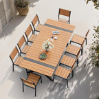 Pellebant Stackable Outdoor Dining Chairs Set of 6, Aluminum Patio Chairs with Armless, All-Weather for Garden, Lawn, Deck, Porch and Yard, Brown