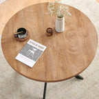 NORDICANA 3 Piece Dining Table and Chair Set, 37-Inch Engineered Wood Round Table Set with Black Fuzzy Sherpa Armchairs, Metal Leg for Small Spaces