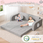 Betterhood 14pcs Modular Kids Play Couch, 1000+DIY Versatile Kids Couch Building Fort, Child Sectional Sofa for Playroom Bedroom, Convertible Foam Sofa for Boys & Girls (Grey)