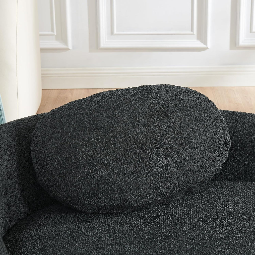 Full Foam Chaise Lounge Chair Indoor, Boucle Upholstered Boneless Chaise Lounge Sofa Bed, Right Facing Leisure Cloud Recliner Couches Sleeper Daybed for Living Room