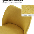Dining Chairs Set of 2, Upholstered Kitchen Dining Room Chair Set Morden Accent Side Dinner Chair with Curved Padded Back Wood Legs for Restaurant/Cafe, Mustard
