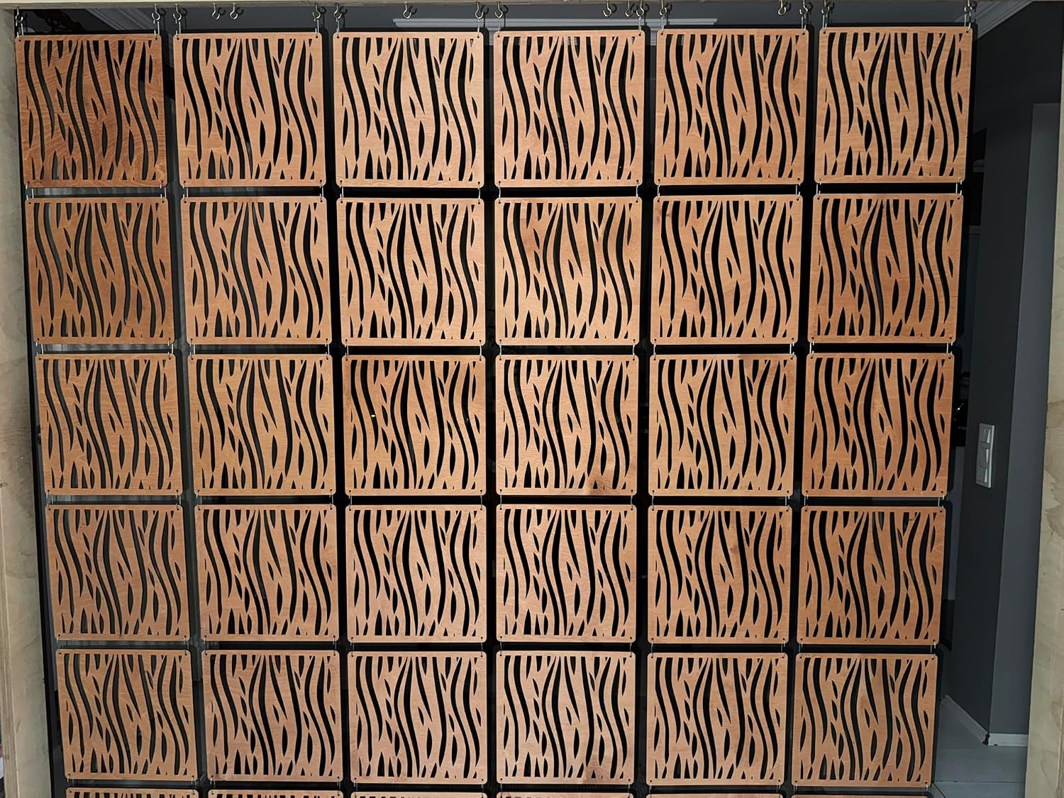Hanging Wood Divider Panels, Teak Finish, 12 Pack