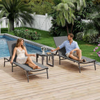 UDPATIO Foldable Patio Lounge Chair Sets with Side Table, No Assembly Outdoor Chaise Lounge with 5-Positions, Poolside Lounge Chairs with Portable Design for Pool, Beach, Deck, Backyard-Gray