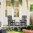 LUE BONA Outdoor Rocking Chairs Set of 2, Weather Resistant Poly Plastic Rocker, 350lb Heavy Duty, Oversized Porch Rocker for Adult, High Back Smooth for Outdoor & Indoor, Black