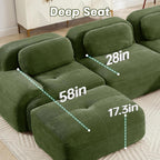 Modular Sectional Sofa Boneless Couch, U Shaped Sectional Couches for Living Room, Oversized Cloud Couch with Deep Seat and Ottoman, Comfy Corduroy Upholstery Green Couches, No Assembly(3S+2O)