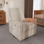 Evolur Harlow Upholstered Power Glider Recliner with USB Charging – Rocking & 275° Swivel with Smooth Glide – Greenguard Gold & FSC Certified – Modern Nursery and Living Room Chair in Tan